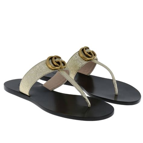 gucci gold sandals flat|gucci flat sandals price.